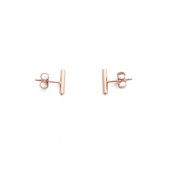 Honeycat Jewelry - HoneyCat Rose Gold Bar Earrings